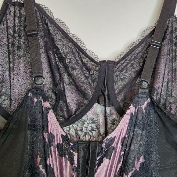 5X 28W Torrid Boudior Bodysuit Lace Underwire Purple Black Lingerie Sheer Party - Picture 9 of 10